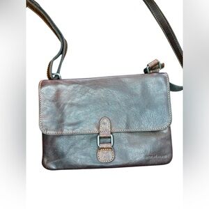 Jack Georges Brown buffalo Leather Crossbody card holder bag preloved